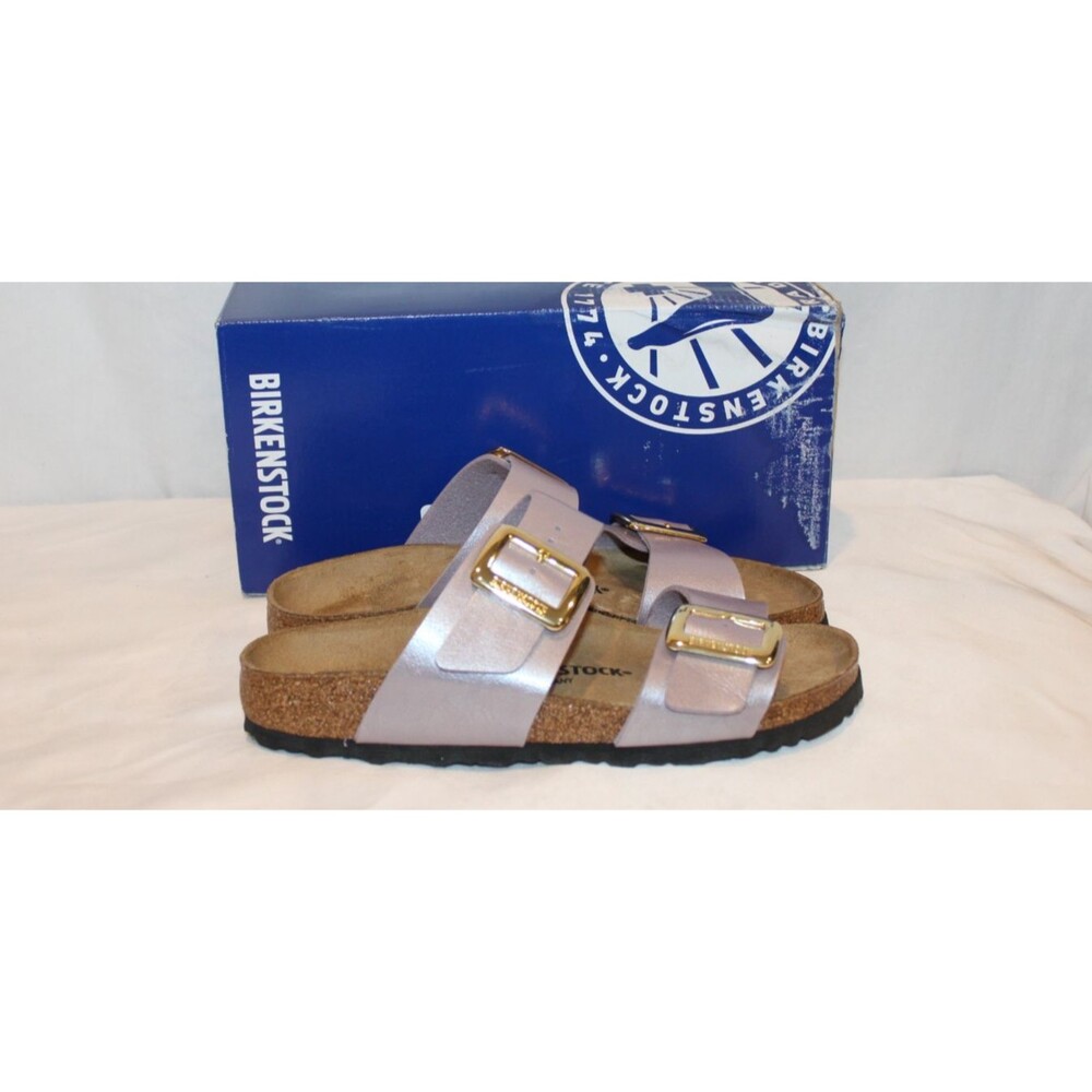 Birkenstock Women Sydney Cushion Leather Buckle Narrow Fit Sandals Orchid EU 39
